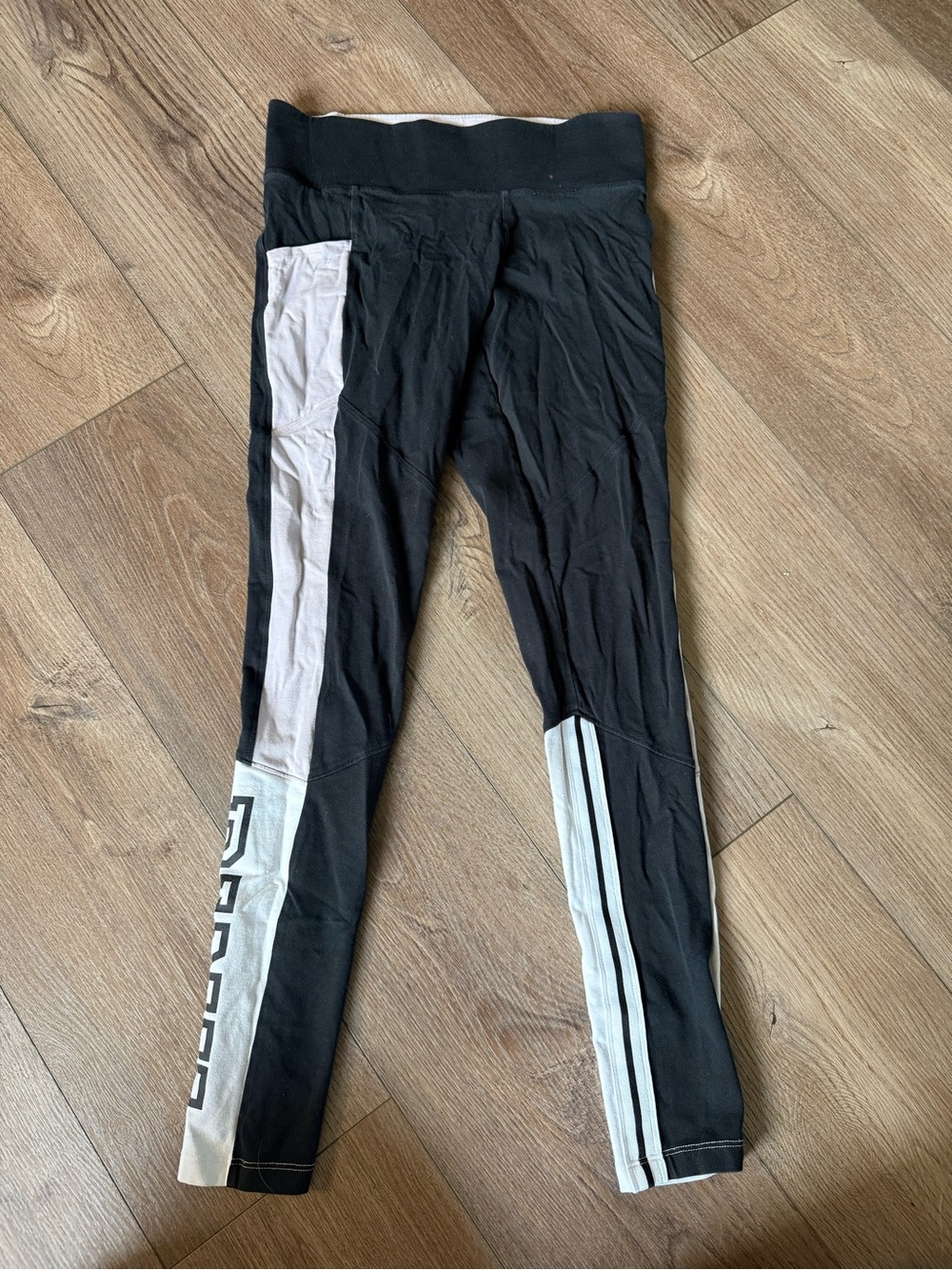 PINK Victoria's Secret Black Leggings with White Side Panels